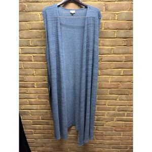 Lularoe Women's 2x Heather Blue Long Duster Cardigan Sleeveless